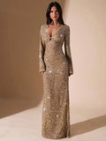 Gold Sequin Maxi Dress